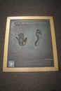 Germany, the Berlin Olympic Stadium Walk of Fame, foot and hand print of soccer player Thomas Schaab