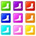 Foot heel icons 9 set