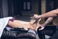Foot heel Thai massage in spa Royalty Free Stock Photo