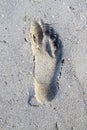 Foot imprint on sand