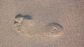 Foot imprint on sand Royalty Free Stock Photo