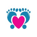 foot and love illustration logo vector