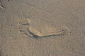 Foot mark on sand Royalty Free Stock Photo