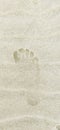 Foot mark in white sand Royalty Free Stock Photo