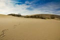 Foot marks on sand dunes of Silver Lake Royalty Free Stock Photo