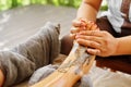 Foot Massage. Body Skin Care. Masseur Massaging Feet. Spa Royalty Free Stock Photo