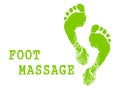 Foot massage concept. Foot massage stamp in green. Print of foots logo. Reflexology for your web site design, logo, app, UI. Royalty Free Stock Photo