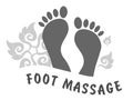 Foot massage concept in gray. Reflexology. Foot massage logo with traditional thai ornament for your web site design, app, UI. Wh