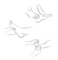 Foot massage. hand movements for feet massage. medical recommendations. vector illustration.