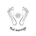 Foot massage logo. Thai foot massage. Silhouette of a foot and a Thai pattern. Reflexology