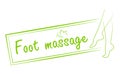 Foot massage stamp. Silhouette of legs and lotus flower. Reflexology.