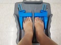 Foot measure tool - feet of customer in measure shoe size Royalty Free Stock Photo