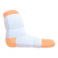 Foot medical bandage icon, cartoon style