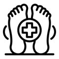 Foot medical help icon, outline style