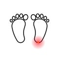 Foot pain icon. For biomechanics  footwear  shoe concepts  medical  health  massage spa  acupuncture centers etc. Pain concept. Royalty Free Stock Photo