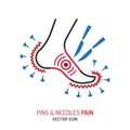 Foot pain type sign. Editable vector illustration Royalty Free Stock Photo