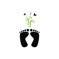 Foot Perspiration Icon, Smelly Feet Symbol, Sweaty Legs, Smell Human Bare Foot Prints, Vector Illustration