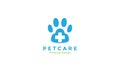 Foot pets or dog care health with cross sign logo design vector icon symbol graphic illustration Royalty Free Stock Photo