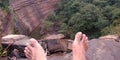 foot picture around waterfalls area in the forest