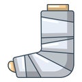 Foot in plaster icon, cartoon style. Royalty Free Stock Photo