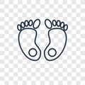 Foot print concept vector linear icon isolated on transparent ba