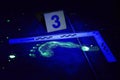 Foot print of criminal visible in UV light