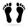 Foot print human sign shadow, track walking design icon, outline vector illustration