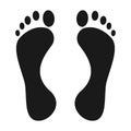 Foot print icon. Bare foot print Black on white feet icon vector Royalty Free Stock Photo