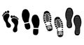 Foot print vector illustration set with shoes bare feet and boot print Royalty Free Stock Photo