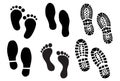 Foot print vector illustration set with shoes bare feet and boot print Royalty Free Stock Photo