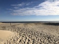 Foot prints on the ocean beach sand