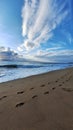 Foot prints on the sand at the Stella Beach in Rincon Puerto Rico Royalty Free Stock Photo