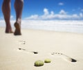 Foot prints on a sandy beach