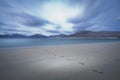 Foot prints on the sandy beach Royalty Free Stock Photo