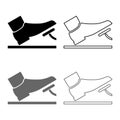 Foot pushing the pedal gas pedal brake pedal auto service concept icon set grey black color illustration outline flat style Royalty Free Stock Photo
