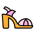 Foot sandals icon color outline vector