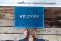 foot scraper home foot top view texture carpet rug Royalty Free Stock Photo