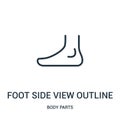 foot side view outline icon vector from body parts collection. Thin line foot side view outline outline icon vector illustration