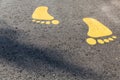 Foot sign on asphalt road Royalty Free Stock Photo