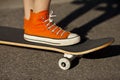 Foot and skateboard