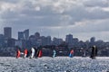 18 foot skiffs on Sydney Harbour Royalty Free Stock Photo