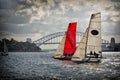 18 foot skiffs on Sydney Harbour Royalty Free Stock Photo