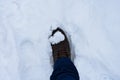 Foot on the Snow. Huge snowfal in Vienna
