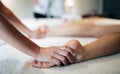 Foot and sole massage in therapeutic relax treatment Royalty Free Stock Photo