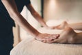 Foot and sole massage in therapeutic relax treatment Royalty Free Stock Photo