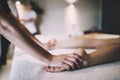 Foot and sole massage in therapeutic relax treatment Royalty Free Stock Photo