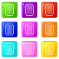 Foot sponge icons set 9 color collection