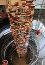 34-foot-stack of books surrounded by three-story spiral staircase, Ford`s Theatre Center, DC, 2017