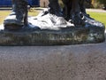 Foot of the statue of abolitionist John Brown and his family