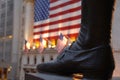 Foot of statue of George Washington on Wall Street